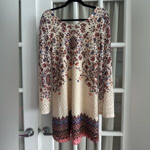 Target Red and Cream Long Sleeve Scoop Neck Dress